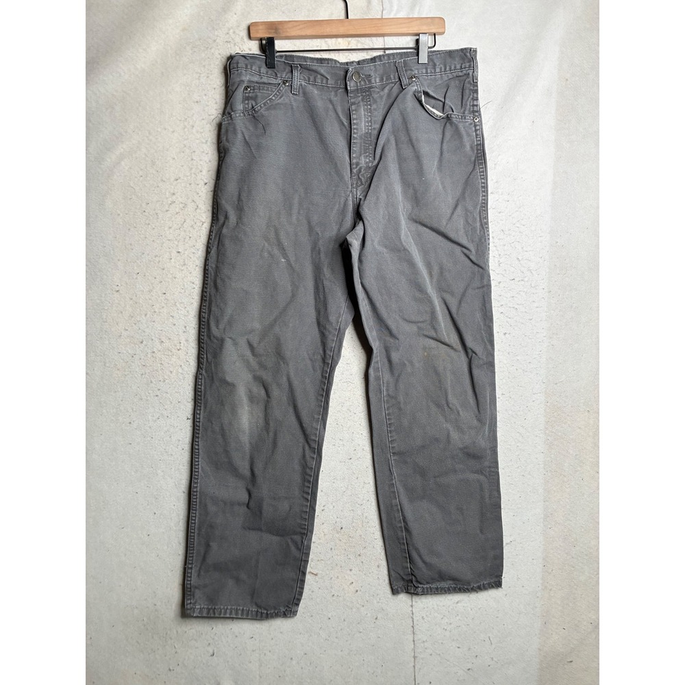Genuine Dickies Mens Gray Carpenter Pants 38x30 Duck Canvas Trousers W218AHK